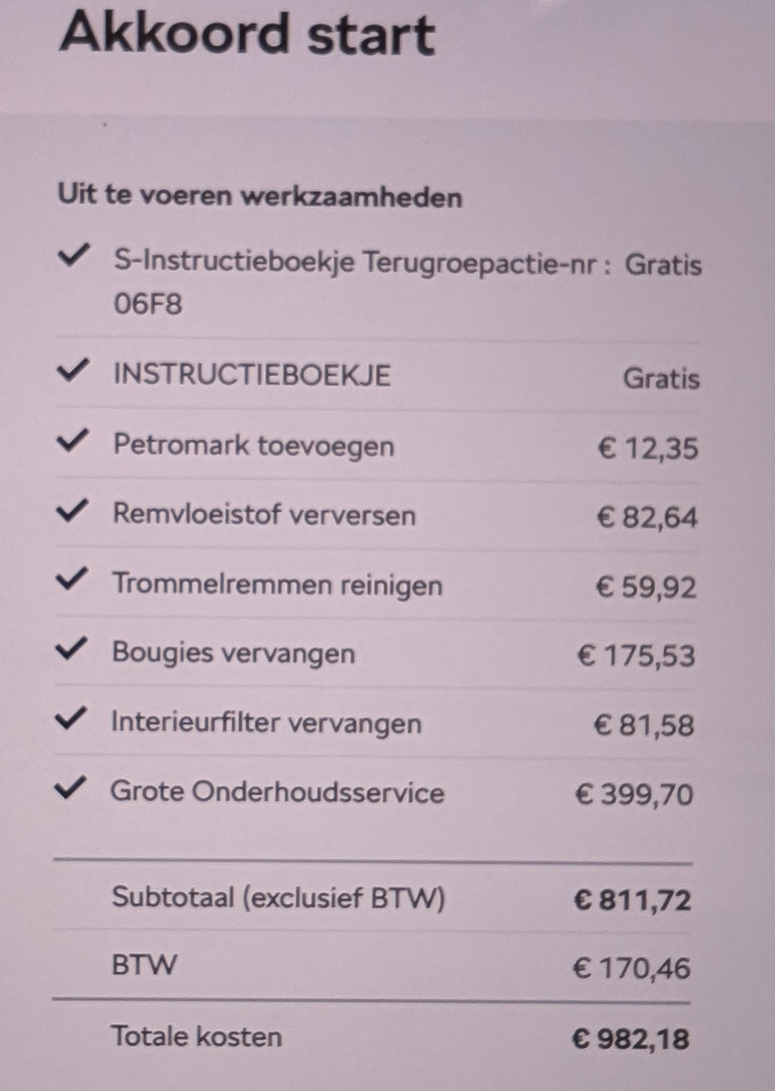 kosten grote onderhoudsbeurt auto
